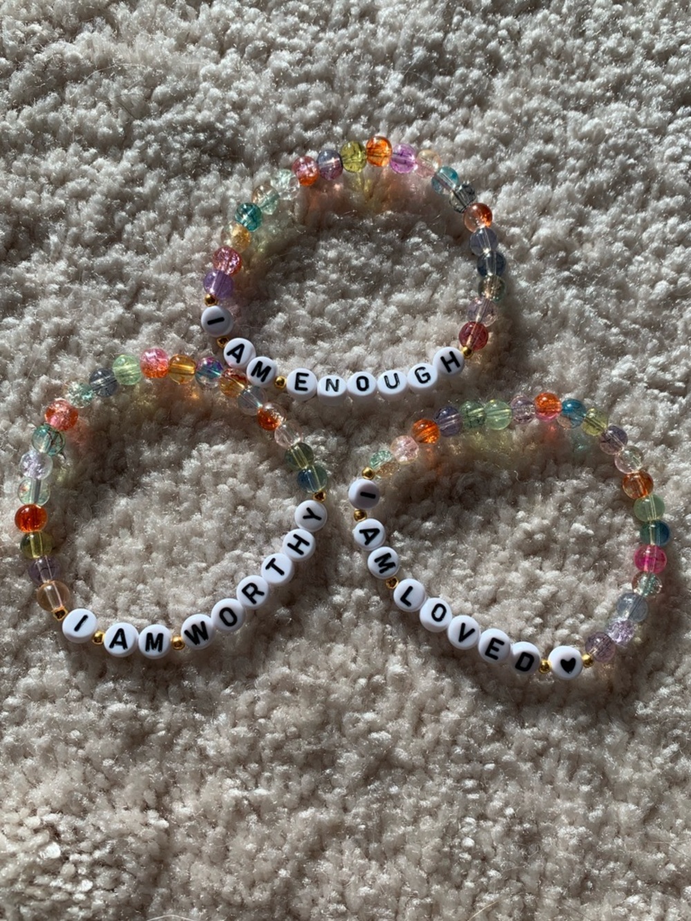 {Handmade} Colorful Affirmation Bracelet Set